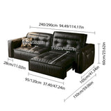 WEHOMZ Retro Leather Pull Out Couch Bed – Smart Electric Convertible Sofa with Remote, Available in Black & Brown