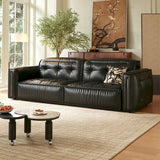 WEHOMZ Retro Leather Pull Out Couch Bed – Smart Electric Convertible Sofa with Remote, Available in Black & Brown
