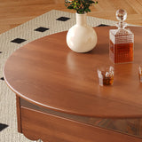 Retro Coffee Table Boxwood Round with Adjustable Height & Storage