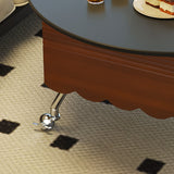 Retro Coffee Table Boxwood Round with Adjustable Height & Storage