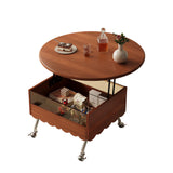 Retro Coffee Table Boxwood Round with Adjustable Height & Storage