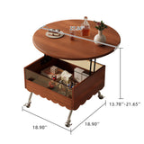 Retro Coffee Table Boxwood Round with Adjustable Height & Storage
