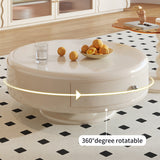 Modern Round Nesting Coffee Table Set with Rotating Feature & Dual Drawers, Off-White