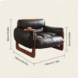 WEHOMZ Single Leather Leisure Sofa in Black & Brown with Solid Wood Legs