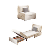Beige Velvet Single Seat Sofa Bed with Side Pockets & Pullout Function