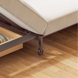 Beige Velvet Single Seat Sofa Bed with Side Pockets & Pullout Function
