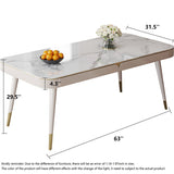 Modern Sintered Stone Dining Table with Storage & Gold Accents