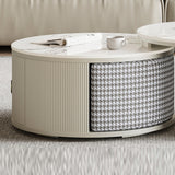 Modern White Sintered Stone Coffee Table & Footstool with Storage