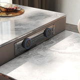 Slate Island Extendable Dining Table with Integrated Storage Cabinet - Double Pedestal - Grey
