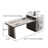 Slate Island Extendable Dining Table with Integrated Storage Cabinet - Double Pedestal - Grey