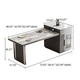 Slate Island Extendable Dining Table with Integrated Storage Cabinet - Double Pedestal - Grey