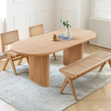 WEHOMZ RINGCHEN Oval Solid Ash Wood Dining Table for 6-8 - Handcrafted Japandi Style
