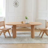 WEHOMZ RINGCHEN Oval Solid Ash Wood Dining Table for 6-8 - Handcrafted Japandi Style