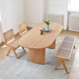 WEHOMZ RINGCHEN Oval Solid Ash Wood Dining Table for 6-8 - Handcrafted Japandi Style