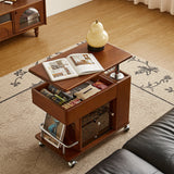Solid Wood Multi-functional Adjustable Mobile Side Cabinet with Lift up Table Top