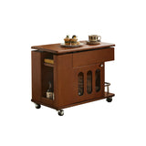 Retro Solid Wood Side Cabinet with Adjustable & Mobile Tabletop in Black