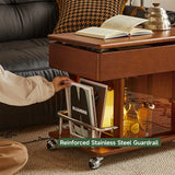 Retro Solid Wood Side Cabinet with Adjustable & Mobile Tabletop in Black
