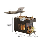 Retro Solid Wood Side Cabinet with Adjustable & Mobile Tabletop in Black