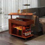Retro Solid Wood Side Cabinet with Adjustable & Mobile Tabletop in Black