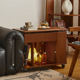 Retro Solid Wood Side Cabinet with Adjustable & Mobile Tabletop in Black