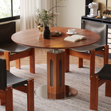 WEHOMZ Convertible Solid Wood Dining Table - Square to Round, Foldable Design, Seats Up to 8, Brown