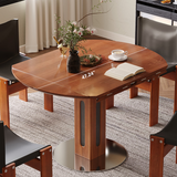 WEHOMZ Convertible Solid Wood Dining Table - Square to Round, Foldable Design, Seats Up to 8, Brown
