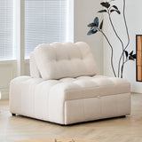Teddy Fleece Lounge Sofa Bed – Cream White Pull-Out Sleeper for Small Spaces