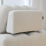 Cream White Teddy Fleece Convertible Sofa Bed - Lounge, Chaise & Sleeper for Small Spaces