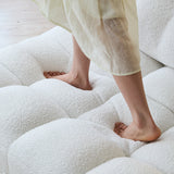 Cream White Teddy Fleece Convertible Sofa Bed - Lounge, Chaise & Sleeper for Small Spaces