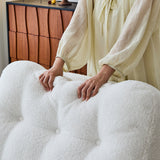 Cream White Teddy Fleece Convertible Sofa Bed - Lounge, Chaise & Sleeper for Small Spaces