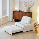 Cream White Teddy Fleece Convertible Sofa Bed - Lounge, Chaise & Sleeper for Small Spaces