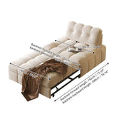 Cream White Teddy Fleece Convertible Sofa Bed - Lounge, Chaise & Sleeper for Small Spaces