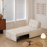 Cream White Teddy Fleece Convertible Sofa Bed - Lounge, Chaise & Sleeper for Small Spaces