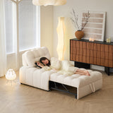 Cream White Teddy Fleece Convertible Sofa Bed - Lounge, Chaise & Sleeper for Small Spaces