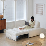 Cream White Teddy Fleece Convertible Sofa Bed - Lounge, Chaise & Sleeper for Small Spaces