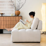 Cream White Teddy Fleece Convertible Sofa Bed - Lounge, Chaise & Sleeper for Small Spaces