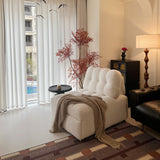 Cream White Teddy Fleece Convertible Sofa Bed - Lounge, Chaise & Sleeper for Small Spaces