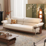 WEHOMZ Modern Three-Seater Sofa in Top-grain Leather with Stainless Steel Legs