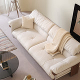 WEHOMZ Modern Three-Seater Sofa in Top-grain Leather with Stainless Steel Legs
