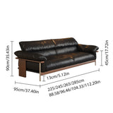 WEHOMZ Modern Three-Seater Sofa in Top-grain Leather with Stainless Steel Legs
