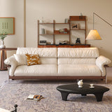 WEHOMZ Modern Three-Seater Sofa in Top-grain Leather with Stainless Steel Legs