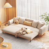Three-Seater Upholstered Sleeper Sofa Retractable Solid Wood Frame
