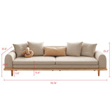 Three-Seater Sleeper Sofa in Beige Cotton & Linen with Retractable Solid Wood Frame