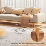 Three-Seater Sleeper Sofa in Beige Cotton & Linen with Retractable Solid Wood Frame