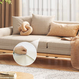 Three-Seater Sleeper Sofa in Beige Cotton & Linen with Retractable Solid Wood Frame