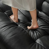 WEHOMZ Togo Style Black Eco-Leather Sleeper Sofa Bed without Arms