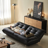 WEHOMZ Togo Style Black Eco-Leather Sleeper Sofa Bed without Arms