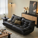 WEHOMZ Togo Style Black Eco-Leather Sleeper Sofa Bed without Arms