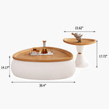 Modern Triangular Coffee Table & Side Table Set in Walnut - MDF with Storage