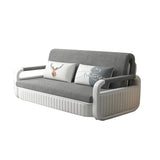 Cotton Linen Two-Seater Sofa Bed with Storage & Square Arms in Light Gray, Dark Gray, Blue